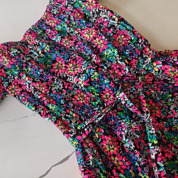 Lilly Pulitzer XL Off Shoulder Floral Maxi Dress Puff Sleeve Wrap Belt Resort Re - Picture 8 of 14